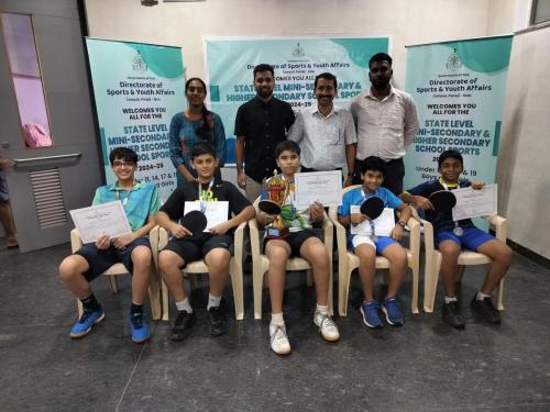 Secured 2nd place at State level Table Tennis tournament in u14 boys category Participants - Aayush Sahakari, Adi Tirvir, Shivam Kamat, Avinesh Desai, Tanish Gaude 