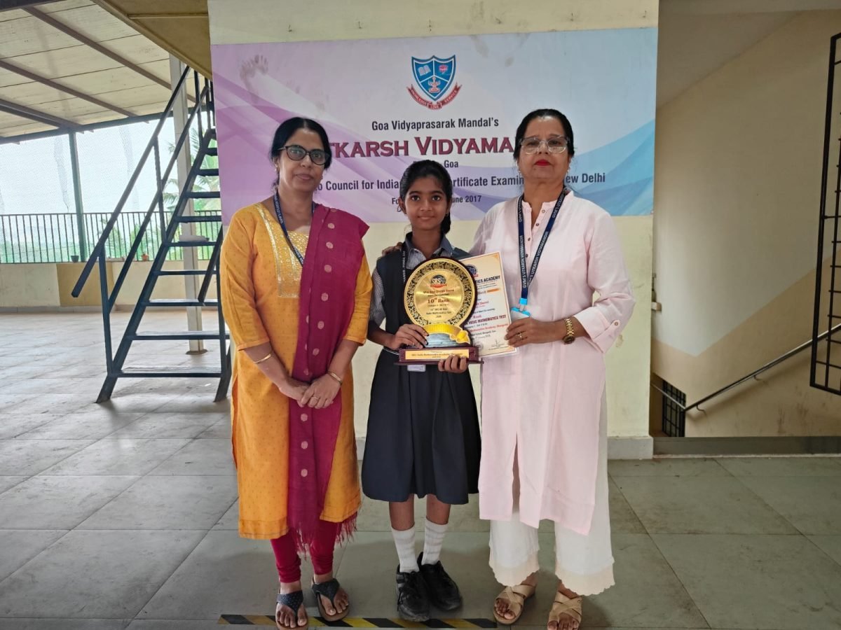 Ms. Arya Shirish ShenviVBReceived Certificate of Merit and Trophy organized by : SRS VEDIC MATHEMATICS ACADEMY, MANGESHIShe got 10th rank (14th SRS all Goa Vedic Mathematics) in  Category 1: Std V &VI)