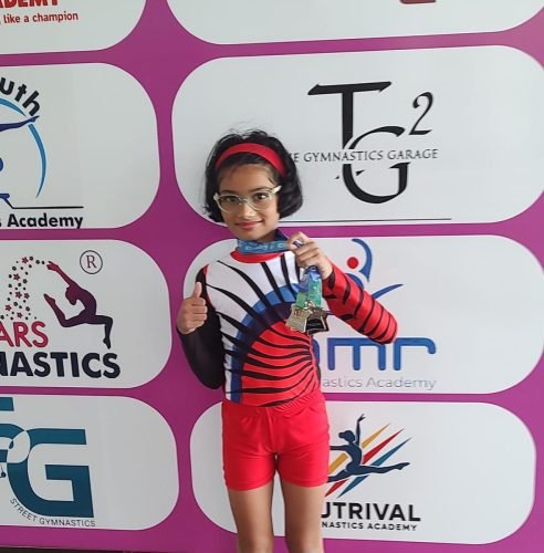 Abigail Grace Fernandes studying in class 4, won 2 silver and 2 bronze medals at the All India level wise gymnastics competition GYMQUINN 2026 held at Hyderabad on 9th and 10th Aug.Following are the categories she won medals:Silver - uneven barsSilver- VaultBronze - BeamBronze -artistic floor routine