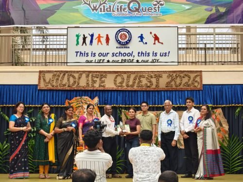 Ayush Dalvi and Shambhavi Lotlikar for securing First Place in Art of the Wild, the drawing competition held as part of Wildlife Quest, organised by Sharada Mandir Kadamba.