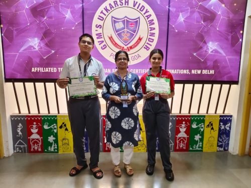 Ayush Dalvi and Shambhavi Lotlikar for securing First Place in Art of the Wild, the drawing competition held as part of Wildlife Quest, organised by Sharada Mandir Kadamba.