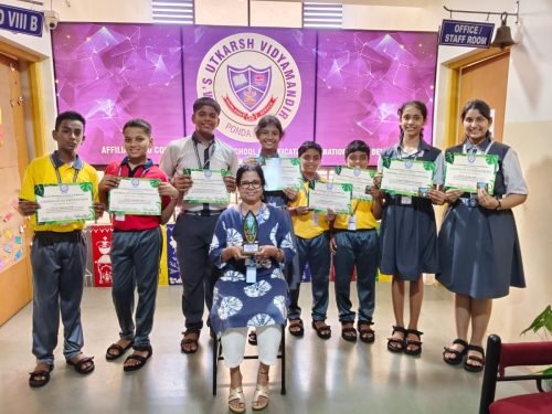 Congratulations  to Raunak Naik, Avnish Naik, Shriya Ramanan, Rabhya Sardesai, Rishita Samanta, Paridhi Wagle, Fahaad Aga, Arsh Phadte, and Aadhya Phadte for securing Second Place in Call of the Wild, a street play competition held as part of Wildlife Quest, organised by Sharada Mandir Kadamba.