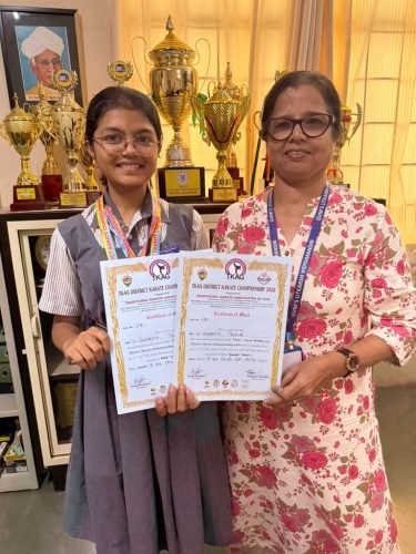 Samprita Talekar! A proud achievement at the TKAG District Karate Championship 2026!  Silver Medal – Kumite (15 Years Female GBP) Bronze Medal – Kumite (-40 kg, 15 Years Female GBP)