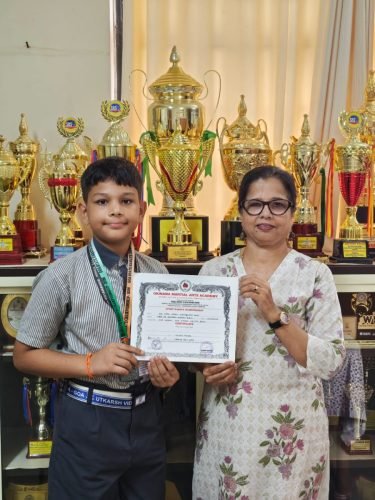 Shashwat Vivek Keny std 4th has won the  Silver Medal in the Brown Belt 4 – Kata Category at the Goa State Karate Championship 2026, held at Shri Sai Sansthan, Avedem, Borim, organised by the Goa Karate and Fitness Centre, Borim.