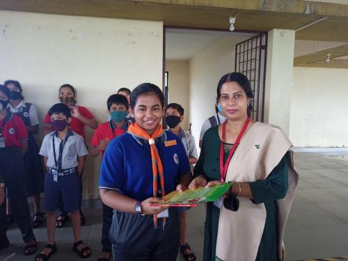 Ayushi Naik of std VII secured the third place at Shenoi Goenbab Kathamala organised by Konkani Bhasha Mandal. She has qualified for district level.