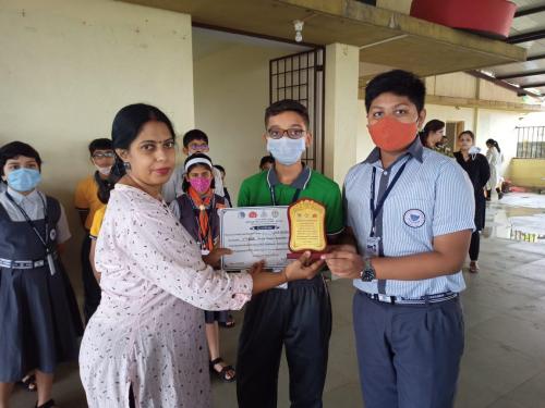 Mast Devraj Choudhary and Mast Iden Rodrigues from std IX secured third place in slogan writing competition organised as a mission Tobacco Free Goa and World No Tobacco Day 2022 by Primary Health Centre, Ponda for all the high schools of Ponda.