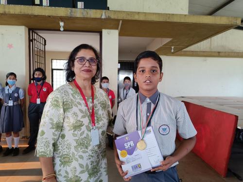 Hrithik Singh from std VII topped the class at the GK Olympiad Examination 2022-2023.