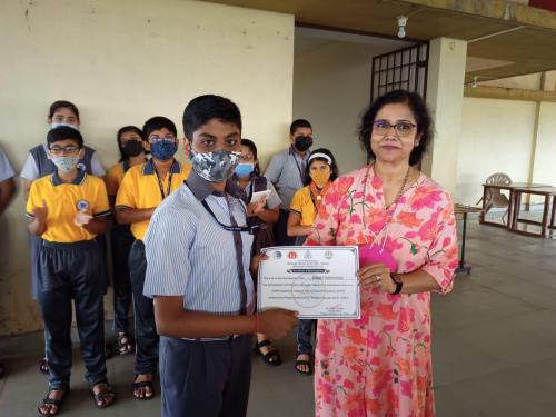 Mast Atharv Madkaikar from std IX participated in slogan writing competition organised as a mission Tobacco Free Goa and World No Tobacco Day 2022 by Primary Health Centre, Ponda for all high schools of Ponda.