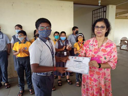 Mast Atharv Talaulikar from std IX participated in slogan writing competition organised as a mission Tobacco Free Goa and World No Tobacco Day 2022 by Primary Health Centre, Ponda for all high schools of Ponda.