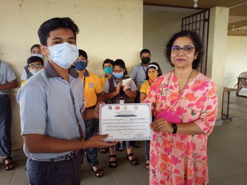 Mast Vivaan Volvoikar from std IX participated in slogan writing competition organised as a mission Tobacco Free Goa and World No Tobacco Day 2022 by Primary Health Centre, Ponda for all high schools of Ponda.