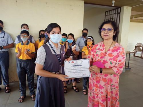 Ms Diya Pandey from std IX participated in slogan writing competition organised as a mission Tobacco Free Goa and World No Tobacco Day 2022 by Primary Health Centre, Ponda for all high schools of Ponda.