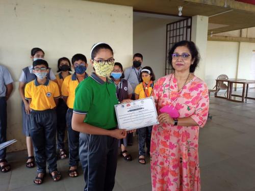 Miss Soujanya Desai from std IX participated in slogan writing competition organised as a mission Tobacco Free Goa and World No Tobacco Day 2022 by Primary Health Centre, Ponda for all high schools of Ponda.