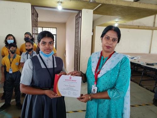 Sharvi Gaunekar received a certificate of participation in a poetry recitation competition organised by Kavita Trust