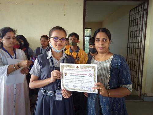 Vaishnavi Patil of std VI won the third place in the First IJKAI Goa State Karate Tournament 2022 in under 12 kgs category