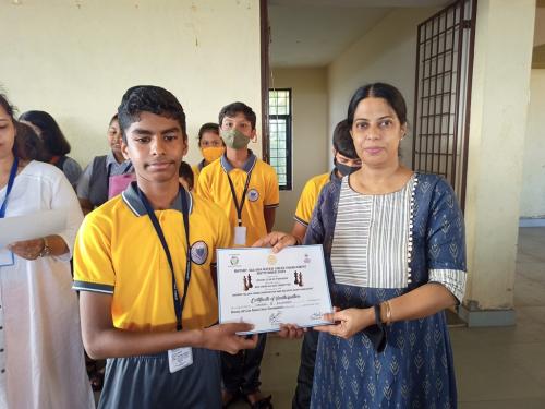 Certificate of participation awarded to Vrishin Kumharan by Rotary All Goa Chess Tournament 2022