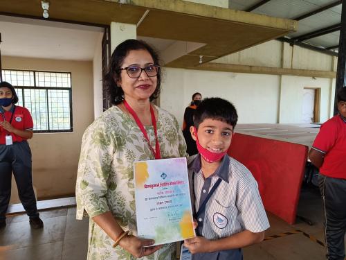 Shaswat Upadhye from std V received a certificate of participation for a drama workshop organised by Vijaykumar's Travelling Box Theatre.