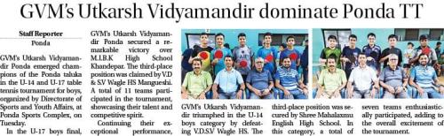 Congratulations to the team GVM's Utkarsh Vidyamandir Ponda. 