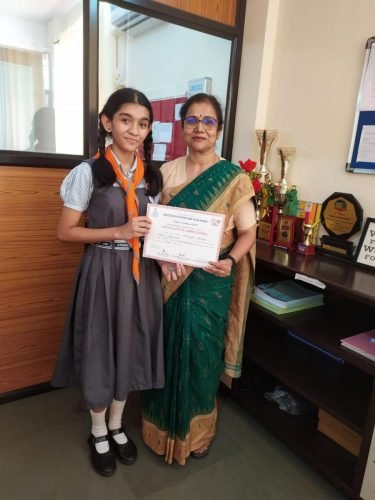 Shreejita Banerjee from std. VII had taken part in Essay Writing Competition organized by Tokyo Olympics 2020 held on 14th August 2021. She secured the third place at Ponda Taluka Level.  Congratulations Shreejita!