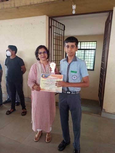 Congratulations Mast. Parth Sawaikar of std IX on securing the first place in the under 14 category in the Chess Tournament organized by Ajinkya Sports and Cultural Club.