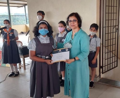 Congratulations to Ms. Sharvi Gaunekar of std VI on winning a consolation prize in Konkani Poetry Recitation competition, organised by Kavita Trust in Mangalore.Congratulations again and best wishes for your future endeavours.