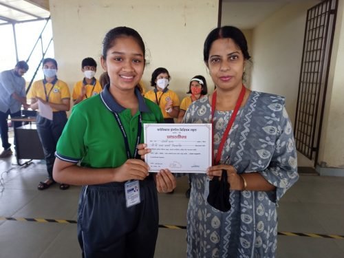 Anjali Kamat, a part of the group which secured the first consolation prize for the school at अखिल गोंय कोंकणी पथनाट्य सर्त