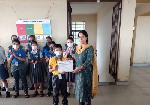 Anvay Borkar of std V received certificate of participation for Chess Championship organised by Lions Club of Ponda and Ponda Taluka Chess Association
