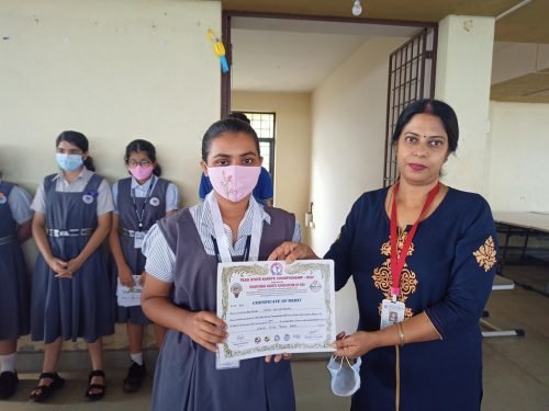 Arya Kotibhaskar of std X secured third place in team Kata organised by Traditional Karate Association of Goa