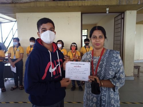 Deepraj Nayak, a part of the group which secured the first consolation prize for the school at अखिल गोंय कोंकणी पथनाट्य सर्त