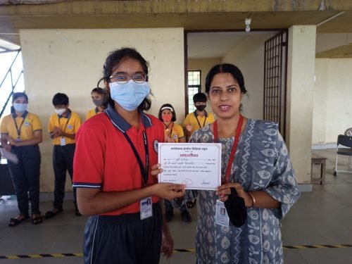 Durva Bellekar, a part of the group which secured the first consolation prize for the school at अखिल गोंय कोंकणी पथनाट्य सर्त