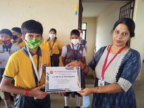 Ganesh Sadekar of std VIII participated in 10 kms Dr Ramani Marathon 