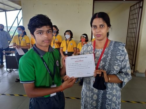 Maiyam Gaunker, a part of the group which secured the first consolation prize for the school at अखिल गोंय कोंकणी पथनाट्य सर्त