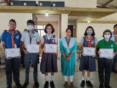Rutveay Shirodkar, Parth Sawaikar, Isha Sahakari, Chinmayi Netalkar, Yashaswi Naik won the second place for a video making competition on the topic, protect the environment against tobacco organised by Primary Health Centre, Ponda