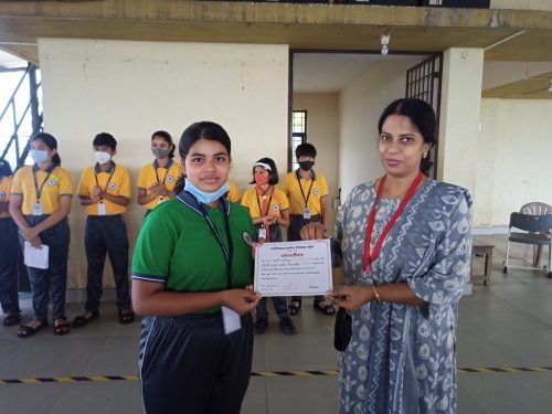 Sharvi Gaunekar, a part of the group which secured the first consolation prize for the school at अखिल गोंय कोंकणी पथनाट्य सर्त