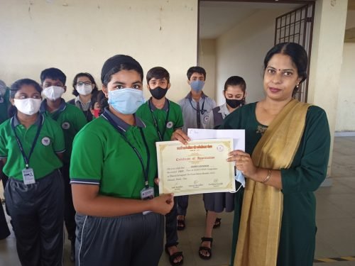 Sharvi Gaunekar received a certificate of participation in a poetry recitation competition organised by Kavita Trust