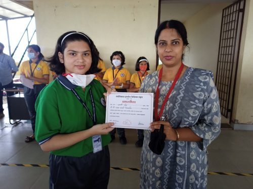 Yashaswi Naik, a part of the group which secured the first consolation prize for the school at अखिल गोंय कोंकणी पथनाट्य सर्त